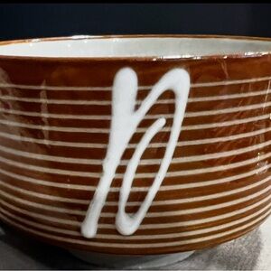 Artisan Yumoni Teacup/Brown and White Ceramic Rice Bowl